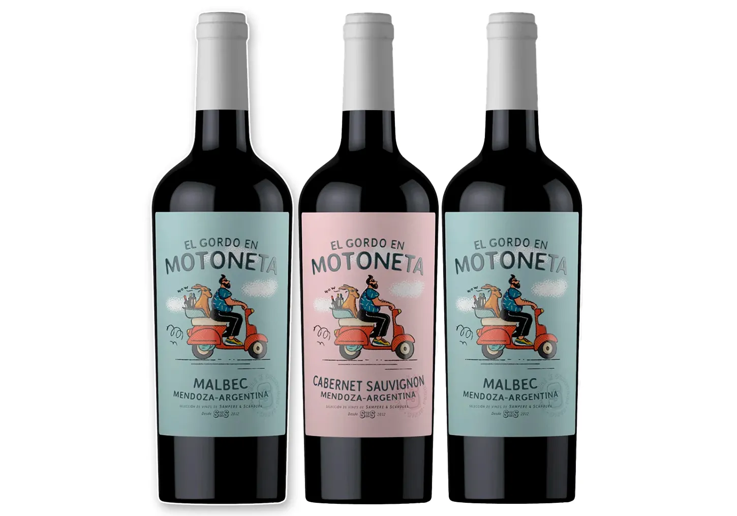 Combo Gordo Motoneta - 2 Malbec + 1 Cabernet Sauvignon de Regalo